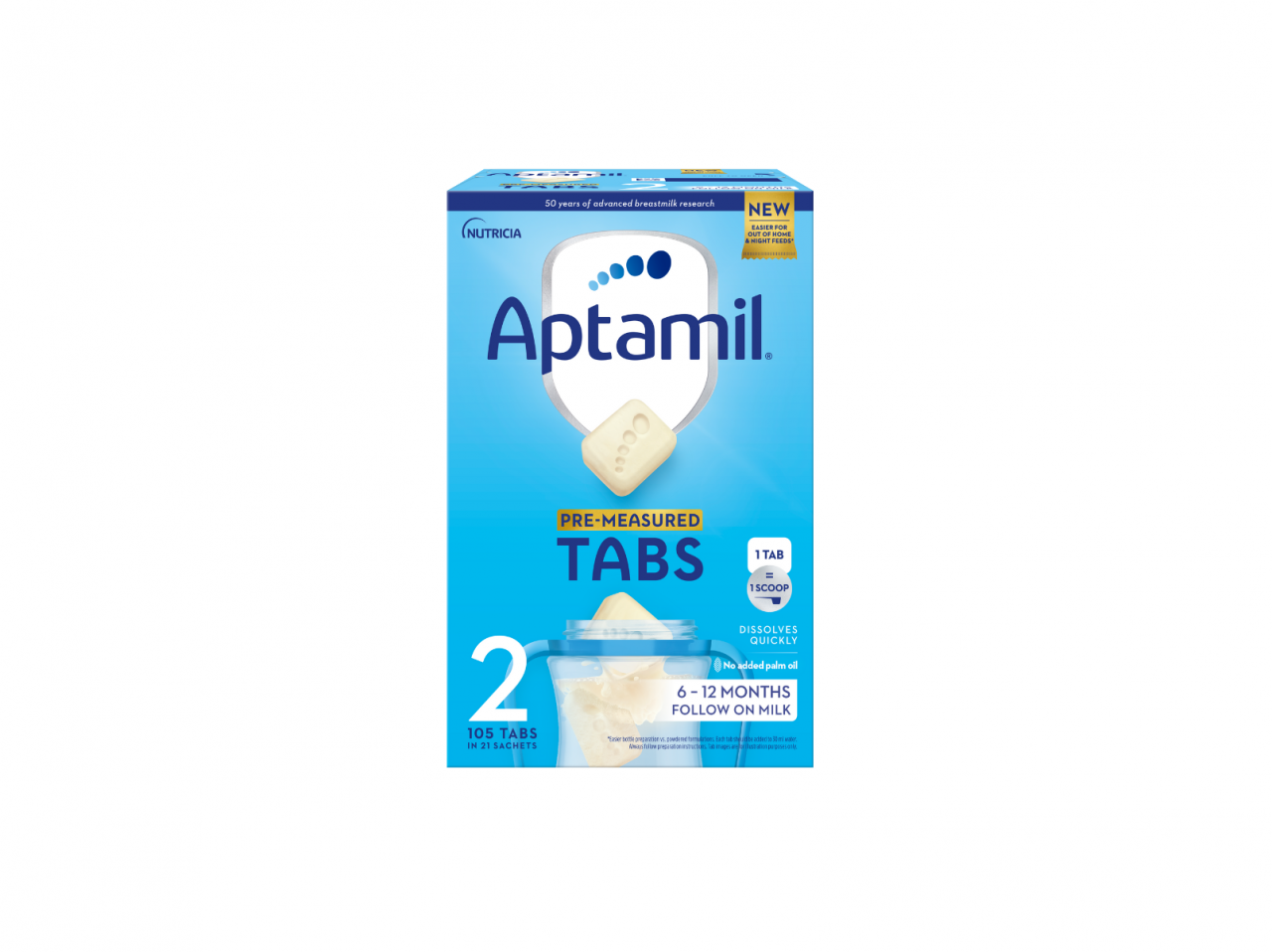 Aptamil® 2 Tabs, 105 таблетoк в 21 пакетике - Aptaclub.lv